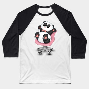 Cute Panda On Working Chair Baseball T-Shirt